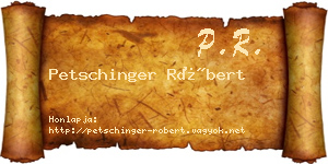 Petschinger Róbert névjegykártya